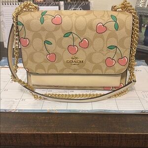 Coach Beige and Pink Cherry Print Women's Bag